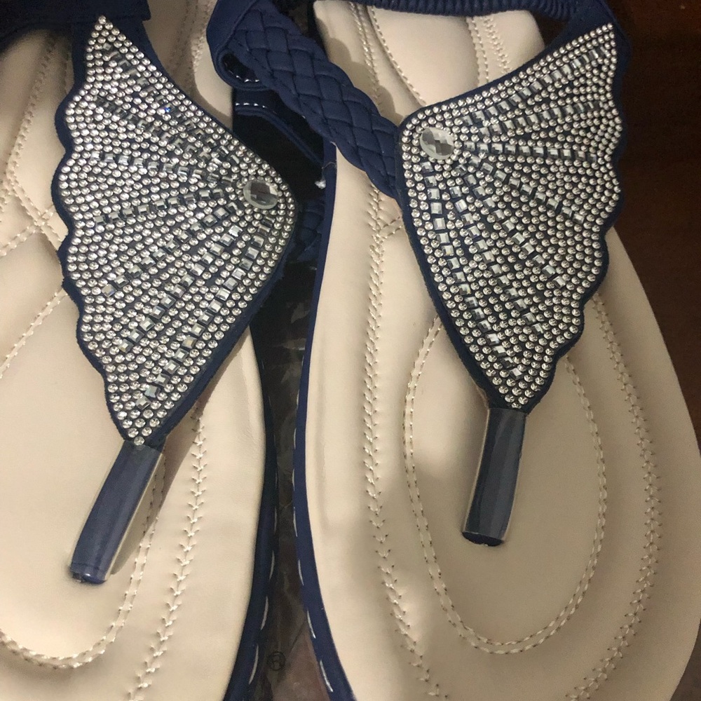 Elegant Blue Rhinestone Sandals
